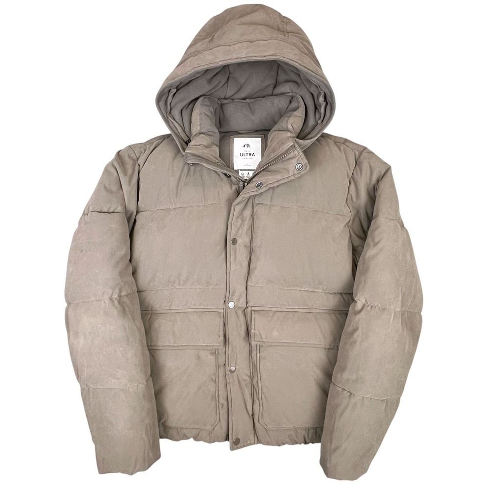 Abercrombie & Fitch Ultra Jacket Mens Large Brown Puffer Hoodie Heavyweight